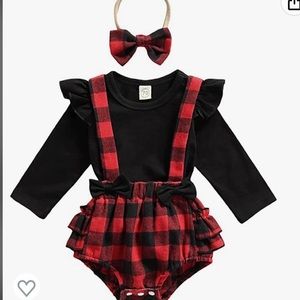 Baby Romper Dress Plaid Ruffles, Size 3-6 months